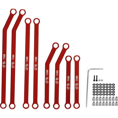 Jeu de barres de direction avant surélevées pour AXIAL SCX24 1/24, en alliage d'aluminium rouge, kit de tringlerie de direction haute garde au sol pour voiture RC crawler. (1/5)