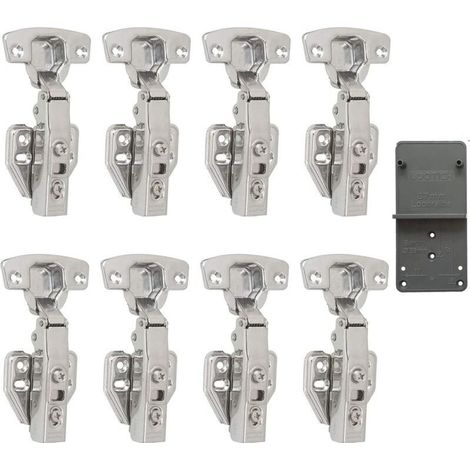 110 Degré Complètement Recouvrante avec Amortisseur Intégré Mécanisme de Fermeture Automatique Charnière pour Armoires de Porte Cuisine Lot de 8