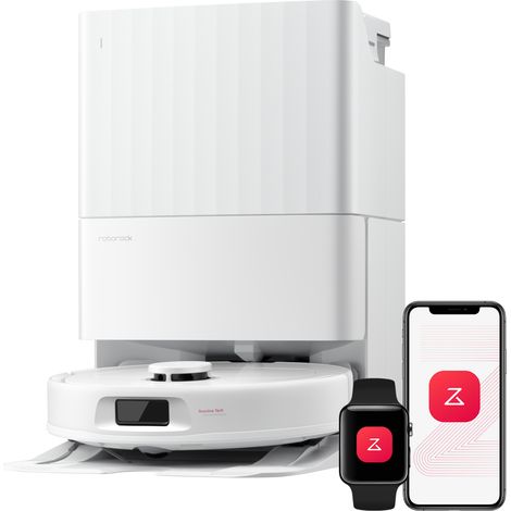 Roborock Qrevo S Pro Saugroboter Saugroboter mit absaugstation Wischfunktion, 18.500 Pa, 75 °C Heißwasser-Moppreinigung, Anti-Tangle System, Reactive Tech Hindernisvermeidung, All-in-One Dock Weiß
