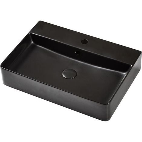 Waschtisch Prag Matt Schwarz Keramik Wandmontage 60 x 14 x 45 cm (B x H x T) (1/3)