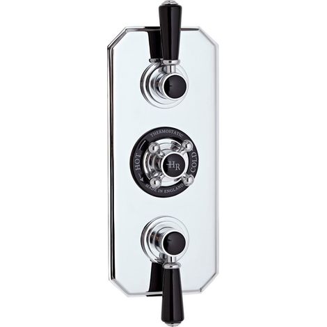 Old London Topaz Chrome Black Lever Concealed Triple Thermostatic Shower Valve with 3 Outlets - BTSVT005 (1/2)
