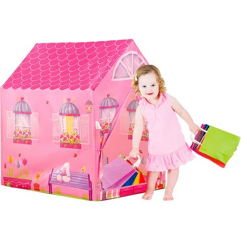 Tenda da Gioco per Bambini 95x72x105 cm Struttura in Plastica Tubolare Principessa Rosa (1/3)
