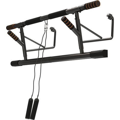 Barre de traction barre traction porte avec bandes de résistance poignées rembourrées 100 x 43 x 27 cm noir (1/5)