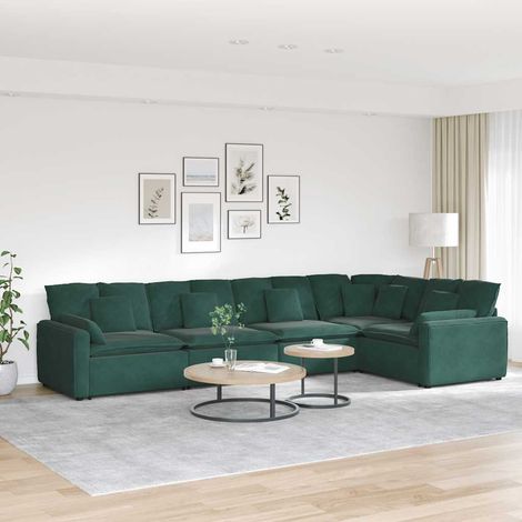 Modulares Sofa mit Kissen Samt Dunkelgrün vidaXL (1/5)