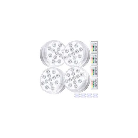 Lumière LED Submersible, Paquet de 4 Lampes LED Imperméable Avec Télécommande RVB Changement de Couleur RVB Eclairage de Bassin Décoration pour Vase Base, Piscine, Aquarium [Classe énergétique A++]