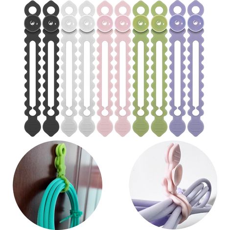 Cable Tie En Silicone - Ventouse Intégrée - Organisateur Réutilisable Pour Câbles - Élastique Flexible Jusqu'à 2,5x - 12 x 1,5 cm - Lot De 1 (1/3)