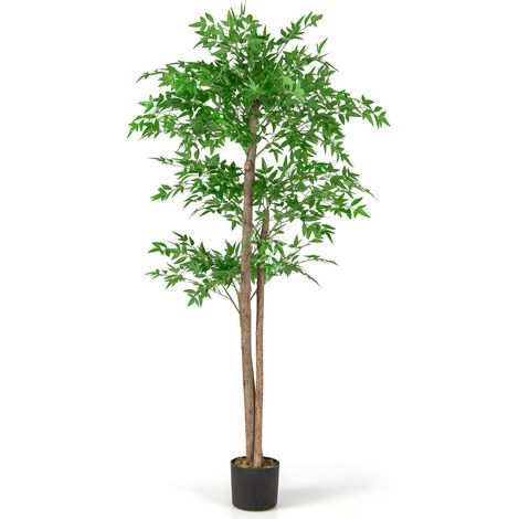 Plante artificielle 150 cm forme bambou 1020 feuilles luxuriantes ambiance cosy en PEVA vert