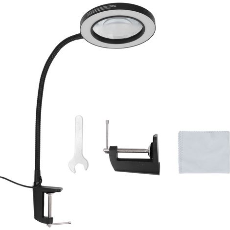 Lampe loupe LED à bras flexible réglable, grossissement 5x, lentille en verre, lampe de bureau pour la lecture et le soudage (1/5)