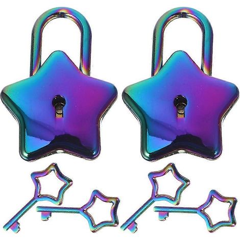 Lot de 2 cadenas en forme d'étoile : Mini cadenas mignons avec clé pour boîte à bijoux, sac à main, sac à dos, armoire, coffre au trésor, valise, casier, boîte aux lettres (1/4)