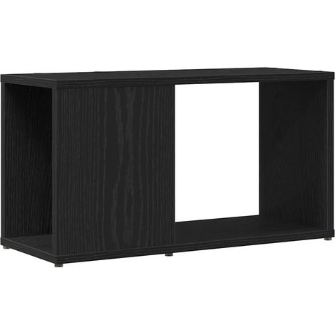 Meuble TV chêne noir design simple rangement 60 x 24 x 32 cm en bois d'ingénierie noir