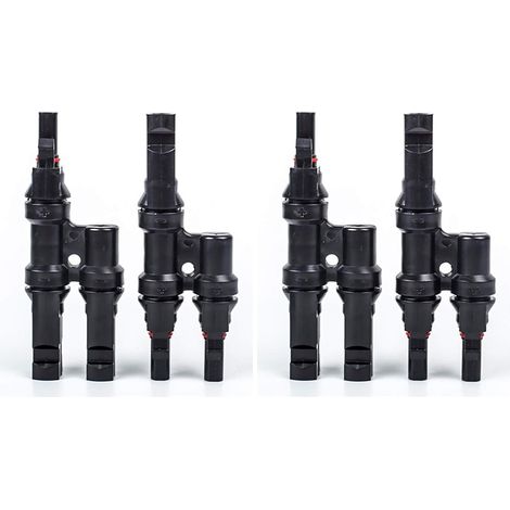 Set of 2 pairs of Y-shaped solar splitters - 2-way splitters - For PV sockets - Photovoltaic solar panels - 1500 V - Solar cable coupler (1/5)