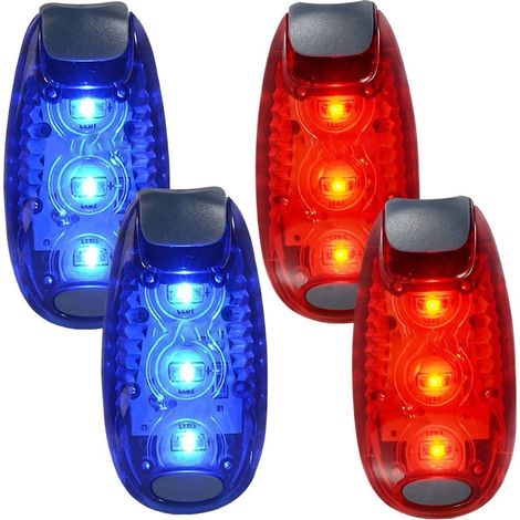 Quattro luci di sicurezza a LED, lampeggianti ad alta visibilità per la corsa notturna, adatte a corridori, persone che portano a spasso il cane, ciclisti e passeggini. (1/4)