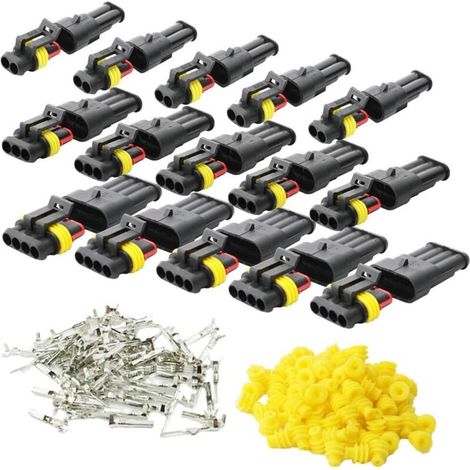 Imperméable à l'eau Connecteur, Électrique Prise Mâle et Femelle, AWG Connecteur étanche électrique pour Moto Scooter Auto Truck Marine Fil Harnais Sockets (2 Pin × 5P 3 Pin × 5P 4 Pin × 5P)