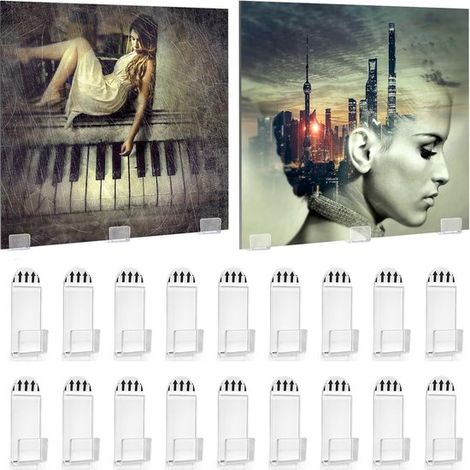 Étagères en acrylique 30 pièces - Support mural en Vinyl - Support mural pour étagère de présentation de disques - Étagères en acrylique transparent - Étagères de présentation autocollantes amovibles (1/5)
