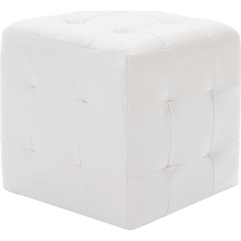 vidaXL Pouffe 2 pcs White 30x30x30 cm Faux Leather (60739)