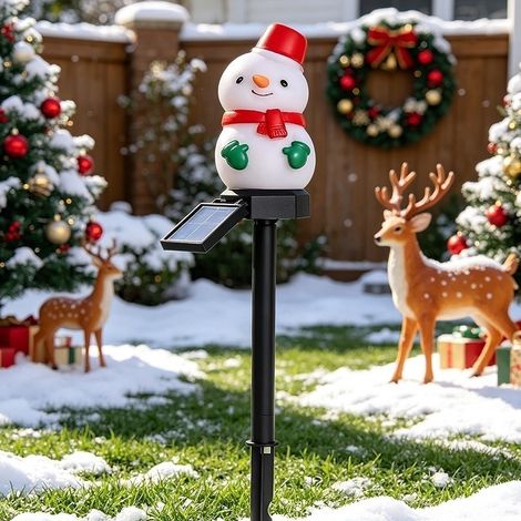Hot-selling solar-powered outdoor Christmas decorative ground light, waterproof villa lawn light, courtyard landscape light, snowman (fallproof) -