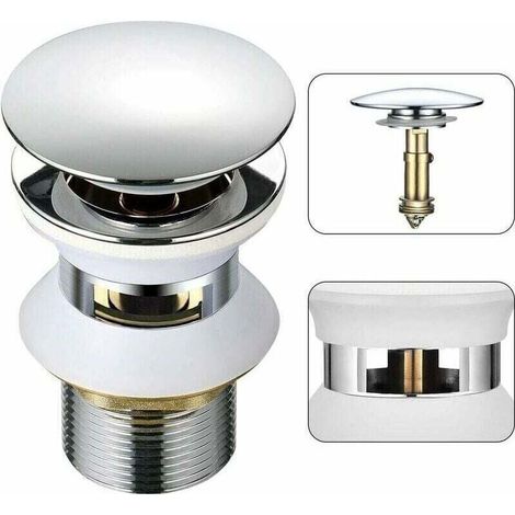 Bonde de lavabo avec trop-plein pop-up automatique – Laiton chromé – Hauteur 98 mm – Diamètre 66 mm – Installation facile 1-1/4 - BAIN 1-1 (1/5)