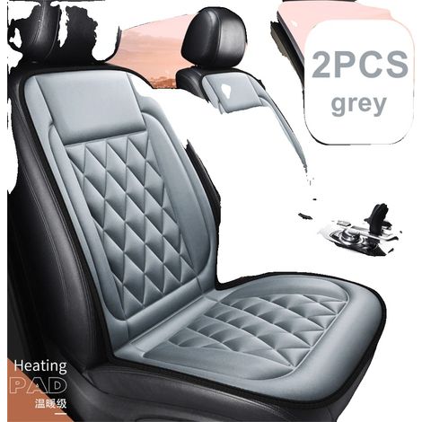 Cojín para asiento de coche, calentamiento rápido, temperatura regulable, 2 unidades, gris. (1/2)