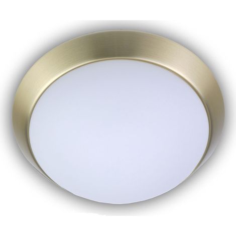 LED Deckenleuchte Deckenschale Opalglas matt Dekorring Messing matt, Ø 35cm (1/4)