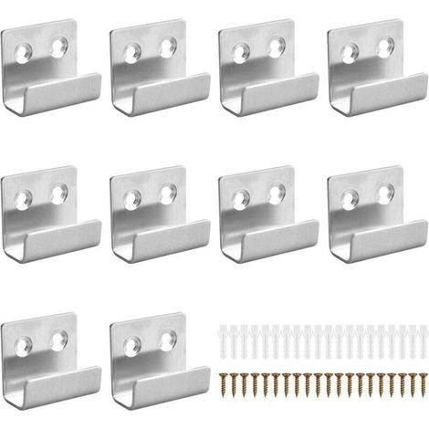 10 Pièces Support de Affichage de Carreaux de Céramique, Crochet Robuste Carreaux, Equerre en U pour Fixation Miroir Mural pour Bain Cuisine Garage (Acier inoxydable) (1/5)