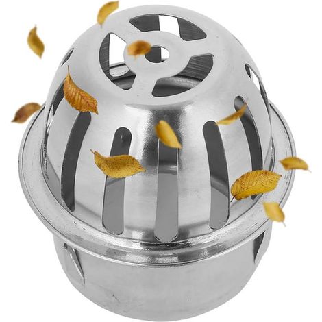 Rejilla de suelo de acero inoxidable con sifón, tapa de desagüe redonda para techo y exteriores - Filtro de canaleta para baño, jardín y balcón (1/4)