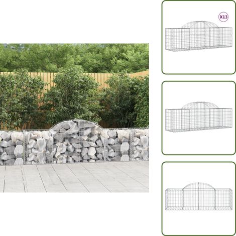 Gabionen mit Hochbogen 13 Stk. 200x50x60/80 cm Verzinktes Eisen - Gabionen - Gabionenkorb - Gartendeko - Gartenzubehör - Zaun (1/5)
