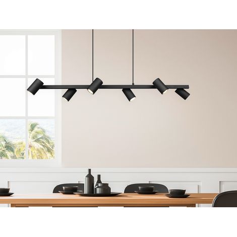 LED Balkenpendelleuchte 6-flammig lang in Schwarz, Breite 115cm (1/5)