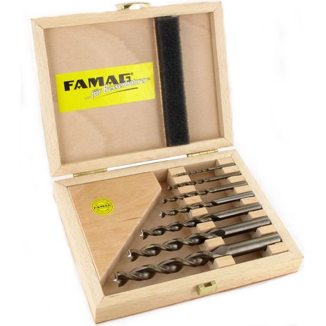 FAMAG Holzspiralbohrersatz 7-teilig D=3,4,5,6,8,10,12mm im Holzkasten 1594507