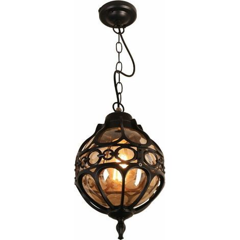 Lanterna da esterno sospesa, plafoniera impermeabile con globo in vetro, illuminazione postmoderna per ristorante, bar, cucina, veranda, area esterna, ingresso (nera) (1/5)