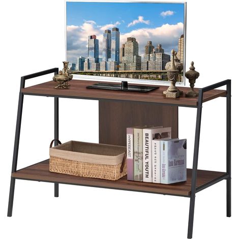COSTWAY Mobile Porta TV, Scaffale a 2 Livelli con Ripiani di Stoccaggio, Ideale per TV Fino a 32 Pollici, 89x43x60 cm (1/5)