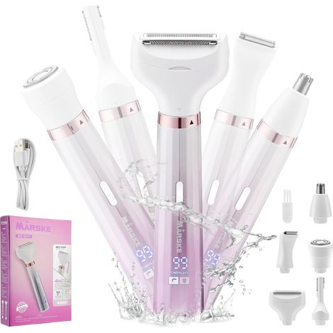 Rasoir multifonction pour femme, épilateur 4-en-1, rechargeable et lavable sous l'eau, rasoir et tondeuse (1/5)