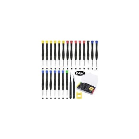24 Mini-Schraubendreher, Präzisionsschraubendreher für Reparaturen an Brillen, PCs, PS4, Uhren, Schmuck, Handys, 2 Pinzetten, Magnetisierer und Aufbewahrungsbox (1/5)