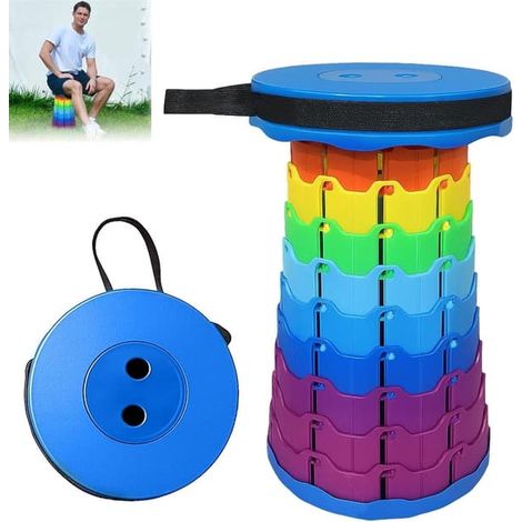Repose-pieds télescopique pliable pour une utilisation en extérieur, camping et balcon - Compact et léger avec sac de transport, idéal pour le jardinage et la pêche (1/5)
