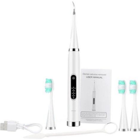 Brosse À Dents Électrique - Fonction Sonique 31000 Vib/Min - Détartreur Intégré - Pour Adultes - Blanc - 3 Têtes (1/5)