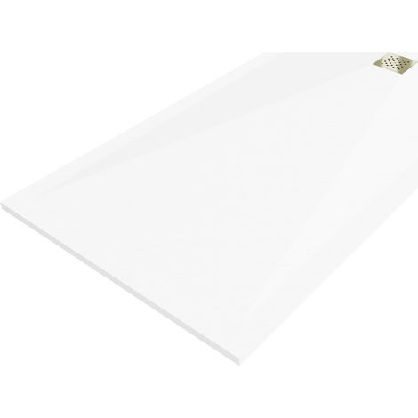 Mexen Stone+ piatto doccia composito rettangolare 200 x 80 cm, bianco, copertura oro - 44108020-G (1/5)