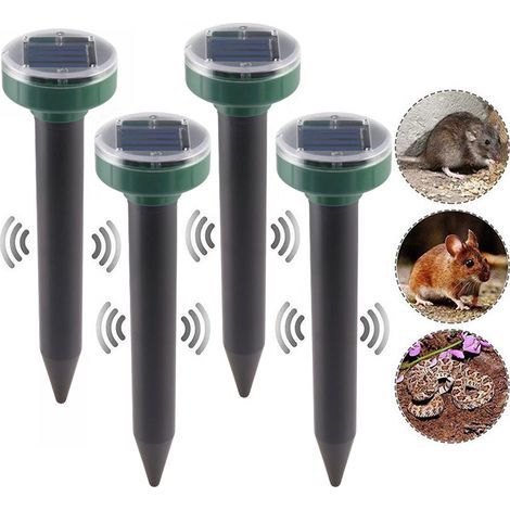 Répulsif solaire anti-taupes ultrasons – Lot de 4 appareils pour jardin, pelouse et potager, énergie solaire, sans piles (1/5)