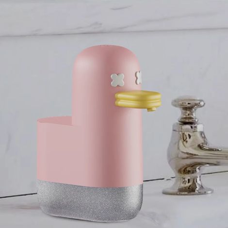 Distributeur automatique de gel hydroalcoolique en mousse (rose), rechargeable par USB, avec capteur sans contact (1/3)