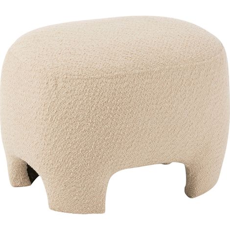 Pouf tricoté blanc en bois assise cosy pour salon élégant - Blanc crème texturé (1/5)