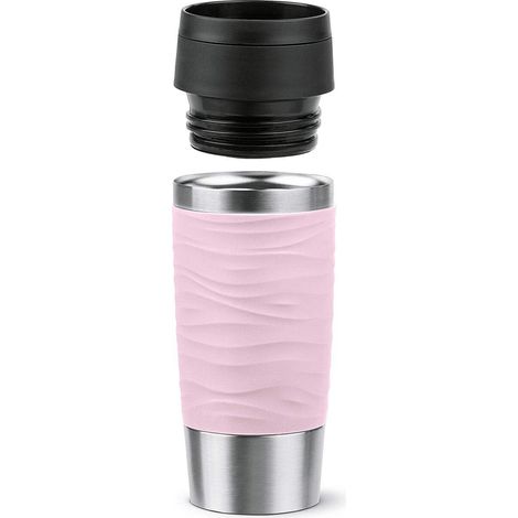 Travel Mug Wave Gobelet isotherme 0,36 l  Bouchon à vis confortable  Acier inoxydable  4 h chaud et froid 8 h  100% étanche  Passe au lave-vaisselle  Ouverture à 360°  Rose pastel (1/5)