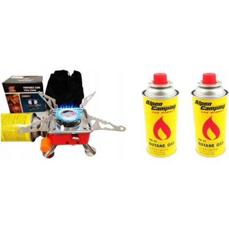Mini fornello da campeggio con cartuccia da campo + 4 bombole di gas