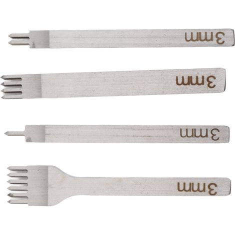 Kit de gouges à lacets losanges en acier rapide pour perçage cuir, 1-2-4-6 dents, coffret 4 outils (1/5)