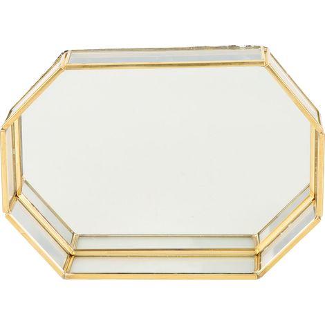 Boîte de rangement octogonale mini or pour bijoux, colliers et accessoires avec flanelle 20x14x4cm