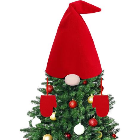 Décoration de sapin de Noël en peluche avec chapeau de Père Noël, nez et gants inclus, kit Bush, ornement et cadeau pour la maison. (1/5)