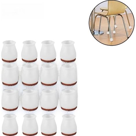 Silicone Chair Leg Protectors with Separate Felt Pads, Set of 16, for Scratch-Free Floors and Quiet Furniture