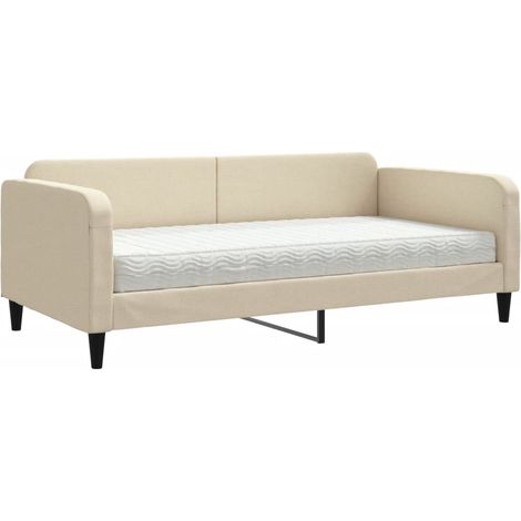 Maison Exclusive - Divano Letto con Materasso Crema 100x200 cm in Tessuto (1/5)