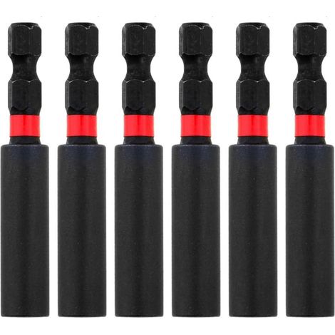 Lot de 6 porte-forets de 60 mm, tige hexagonale universelle de 6,35 mm, porte-embout magnétique pour tournevis, support de barre hexagonale, multifonction pour la maison/industriel, visseuse à (1/5)
