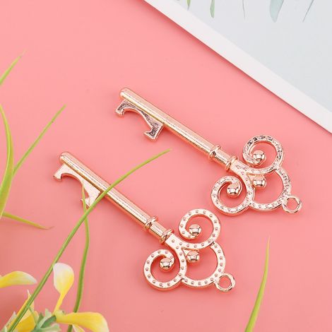 Lot de 20 décapsuleurs pendentif clé antique vintage cadeaux invités mariage et fête alliage métallique or rose 6.8x2.8 cm (1/5)
