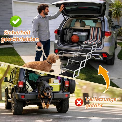 Rampe chien pliable 86,4x43,2x66 cm en aluminium noir, métal antidérapant pour voiture FloraGrace (1/5)