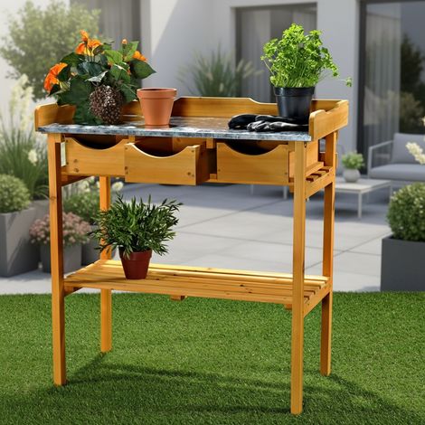 Melko Pflanztisch Gartenarbeitstisch Pflanzregal Gartentisch Blumentisch Tisch
