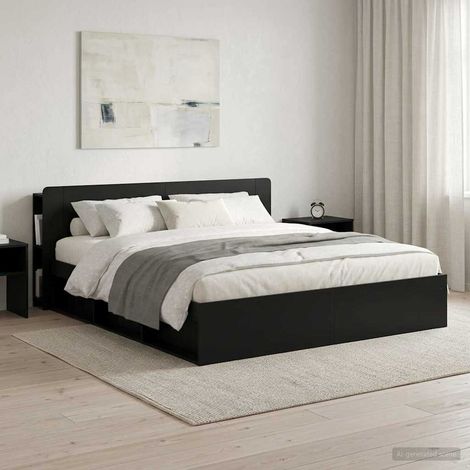 vidaXL Cabinet de Tête de Lit avec stockage Noir Bois d'ingénierie (1/5)